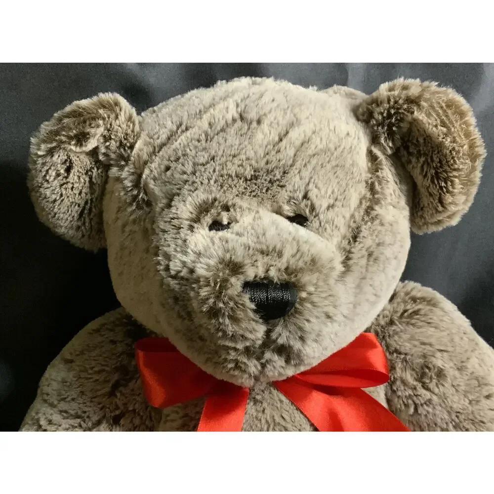 Animal Adventure Brown Teddy Bear Plush 2015 Red Bow Tan Ears Feet Lovey Stuffed